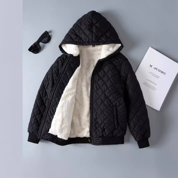 Χειμωνιάτικα ζεστά, casual παιδικά ρούχα, μακρυμάνικο, φερμουάρ, κουκούλα, φλις επένδυση, παιδικό μπουφάν με βαμβακερή επένδυση για αγόρια και κορίτσια, βελούδινο μπουφάν με βαμβακερή επένδυση