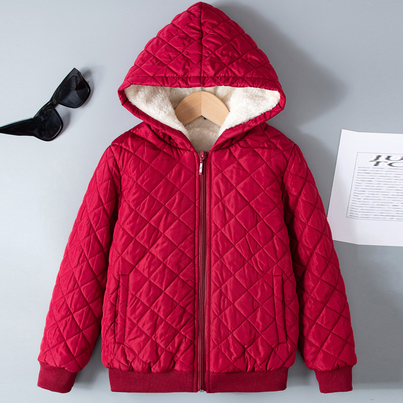 Χειμωνιάτικα ζεστά, casual παιδικά ρούχα, μακρυμάνικο, φερμουάρ, κουκούλα, φλις επένδυση, παιδικό μπουφάν με βαμβακερή επένδυση για αγόρια και κορίτσια, βελούδινο μπουφάν με βαμβακερή επένδυση