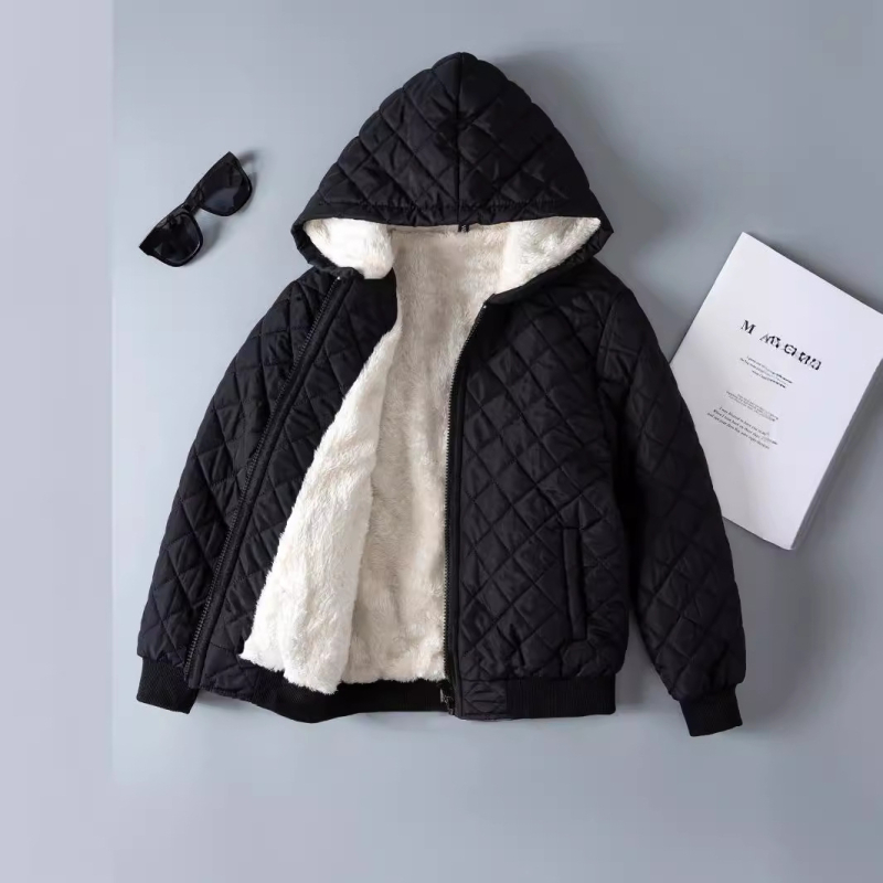 Χειμωνιάτικα ζεστά, casual παιδικά ρούχα, μακρυμάνικο, φερμουάρ, κουκούλα, φλις επένδυση, παιδικό μπουφάν με βαμβακερή επένδυση για αγόρια και κορίτσια, βελούδινο μπουφάν με βαμβακερή επένδυση