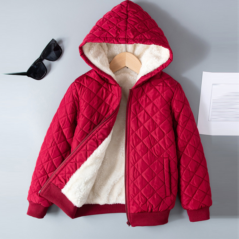 Χειμωνιάτικα ζεστά, casual παιδικά ρούχα, μακρυμάνικο, φερμουάρ, κουκούλα, φλις επένδυση, παιδικό μπουφάν με βαμβακερή επένδυση για αγόρια και κορίτσια, βελούδινο μπουφάν με βαμβακερή επένδυση