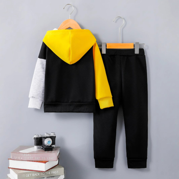 Σετ δύο τεμαχίων για νήπια, έτοιμο για αγοράκι, με κουκούλα και εξωτερικό φερμουάρ, για την άνοιξη και το φθινόπωρο, από το εργοστάσιο απευθείας στην προμήθεια και τη διασυνοριακή αγορά.