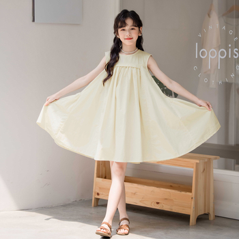 Kórejské detské oblečenie pre dievčatá, čisto farebné šaty, jednoduchá veľká sukňa, vesta, letné šaty 2025, rodinné oblečenie, sukňa pre matku a dcéru