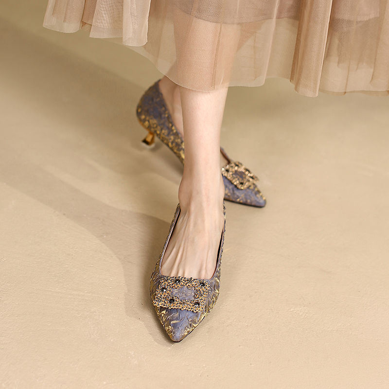 Ženske cipele veličine 35-43 plus veličine 41-43, cipele u Chanel stilu s malom petom od 3 cm, elegantne cipele s cirkonima i visokom petom od 3 cm