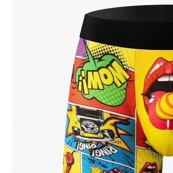 Vīriešu ikdienas, plānas, elpojošas, seksīgas, zemas jostasvietas, garas bokserbiksītes ar jautru Eiropas un Amerikas animācijas 3D digitālo druku