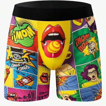 Vīriešu ikdienas, plānas, elpojošas, seksīgas, zemas jostasvietas, garas bokserbiksītes ar jautru Eiropas un Amerikas animācijas 3D digitālo druku