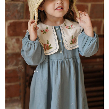 2025 Άνοιξη Κορίτσια Κορεάτικο Στυλ Νέα Μεγάλη Κεντημένη Φούστα Πέτο Γλυκό Κομψό Δασικό Στυλ Κορεάτικο Στυλ Βρεφικό Φόρεμα