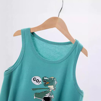 Παιδικό λεπτό καλοκαιρινό γιλέκο με σχέδιο δεινοσαύρου σε διασυνοριακό στυλ, χαριτωμένο τυπωμένο παιδικό φόρεμα για αγόρια