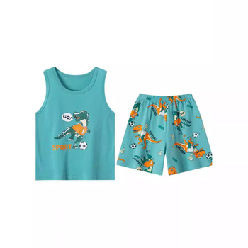 Παιδικό λεπτό καλοκαιρινό γιλέκο με σχέδιο δεινοσαύρου σε διασυνοριακό στυλ, χαριτωμένο τυπωμένο παιδικό φόρεμα για αγόρια