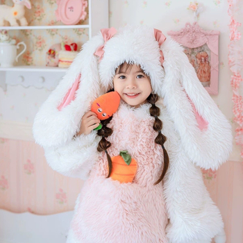 Δημοφιλές σετ κασμίρ για κορίτσια, χειμερινό, νέο στυλ, παιδικό χαριτωμένο λαγουδάκι, βελούδινο σετ για μωρά