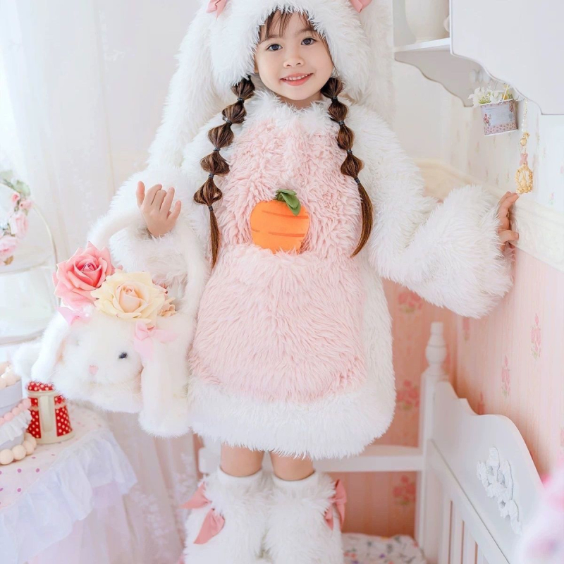 Djevojački popularni kašmirski set, zimski novi stil, dječji slatki plišani set zečića