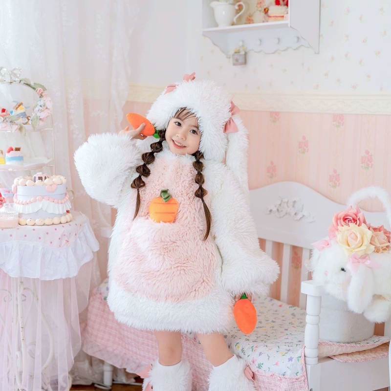 Djevojački popularni kašmirski set, zimski novi stil, dječji slatki plišani set zečića