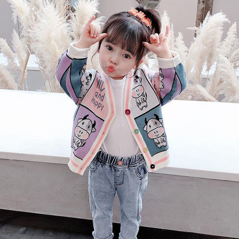 Veleprodaja dječje odjeće za djevojčice, kardigani, pletenina 2025., nova proljetno-jesensko-zimska dječja vanjska odjeća za djevojčice, zadebljana pletenina