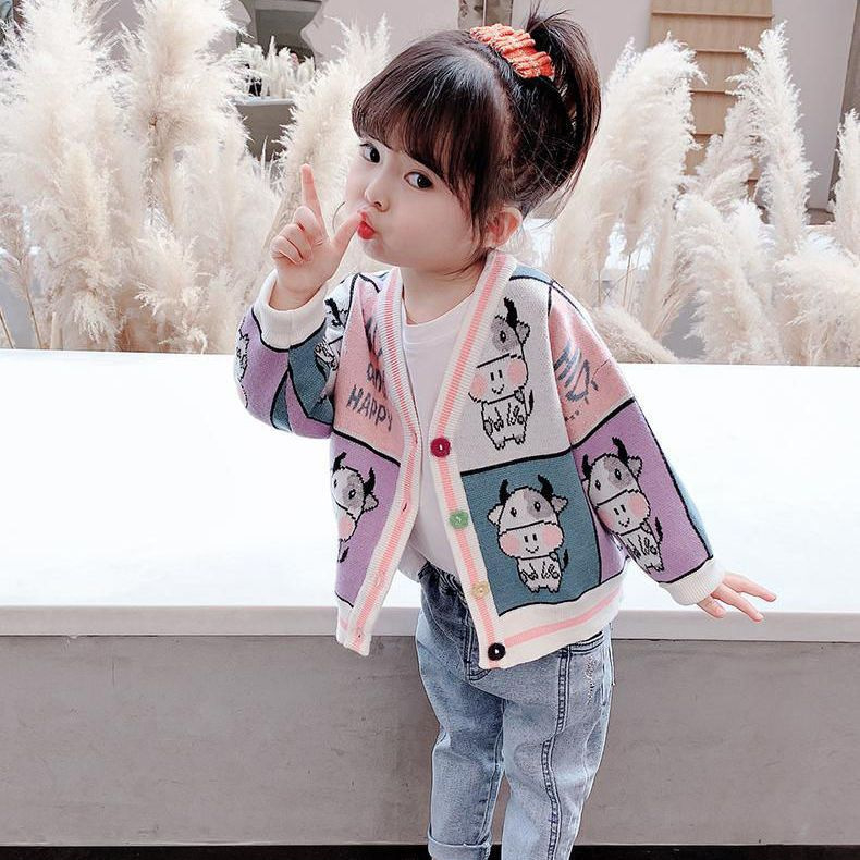 Veleprodaja dječje odjeće za djevojčice, kardigani, pletenina 2025., nova proljetno-jesensko-zimska dječja vanjska odjeća za djevojčice, zadebljana pletenina