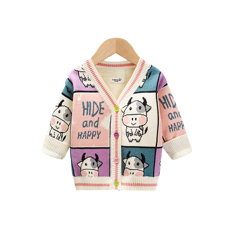 Veleprodaja dječje odjeće za djevojčice, kardigani, pletenina 2025., nova proljetno-jesensko-zimska dječja vanjska odjeća za djevojčice, zadebljana pletenina