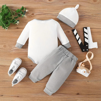 Διασυνοριακό INS νεογέννητο αγοράκι άνοιξη και φθινόπωρο κέντημα χαριτωμένο αρκουδάκι μακρυμάνικο παντελόνι καπέλο παλίρροια