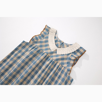 „Jila“ vaikiški drabužiai mergaitėms, languota suknelė 2025 m. vasaros naujo stiliaus korėjietiško stiliaus berankovė liemenė vaikams ir vidutinio amžiaus vaikams, didmeninė prekyba