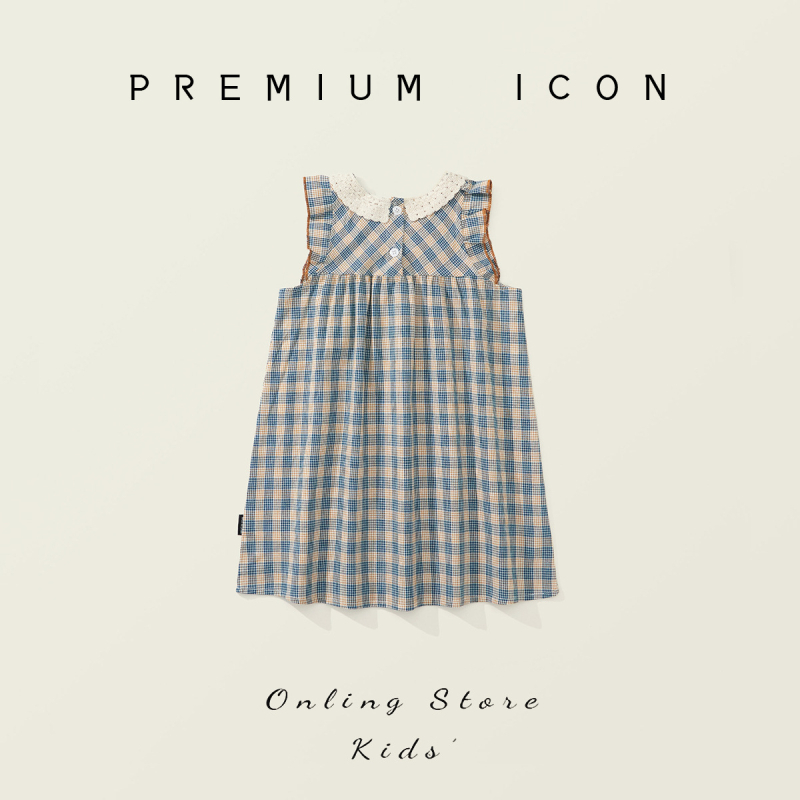 „Jila“ vaikiški drabužiai mergaitėms, languota suknelė 2025 m. vasaros naujo stiliaus korėjietiško stiliaus berankovė liemenė vaikams ir vidutinio amžiaus vaikams, didmeninė prekyba