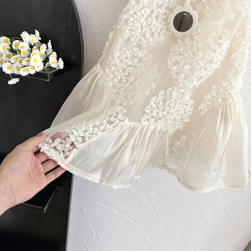 77286 djevojačka ljetna nova 2024 dječja temperamentna modna čipkasta mrežasta haljina bez rukava za princezu