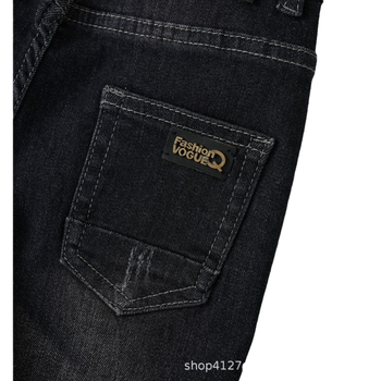 2024. aasta uus kevad- ja suvehooaja musta disainiga kõrge vöökohaga poiste keskmise ja suure suurusega lasteriided, kõrge vöökohaga teksad, vabaaja hingavad