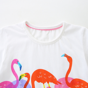 25 Лятна нова тениска за момичета с карикатурен щампа, детска тениска с къс ръкав, плетена памучна тениска с кръгло деколте