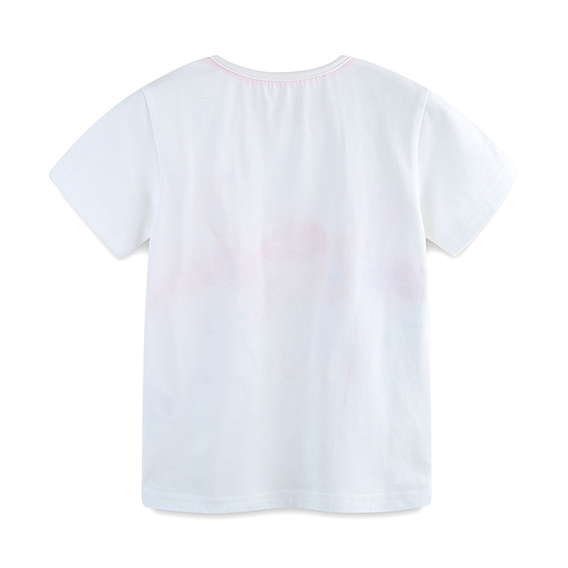 25 Лятна нова тениска за момичета с карикатурен щампа, детска тениска с къс ръкав, плетена памучна тениска с кръгло деколте