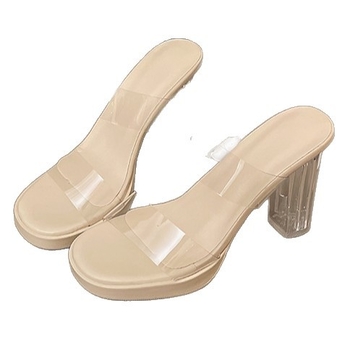 Ευρωπαϊκή και αμερικανική μόδα σέξι διαφανή λουράκια slip-on γυναικών καλοκαίρι νέα χοντρά τακούνια σανδάλια για υπαίθριες δραστηριότητες casual ευέλικτα ψηλοτάκουνα