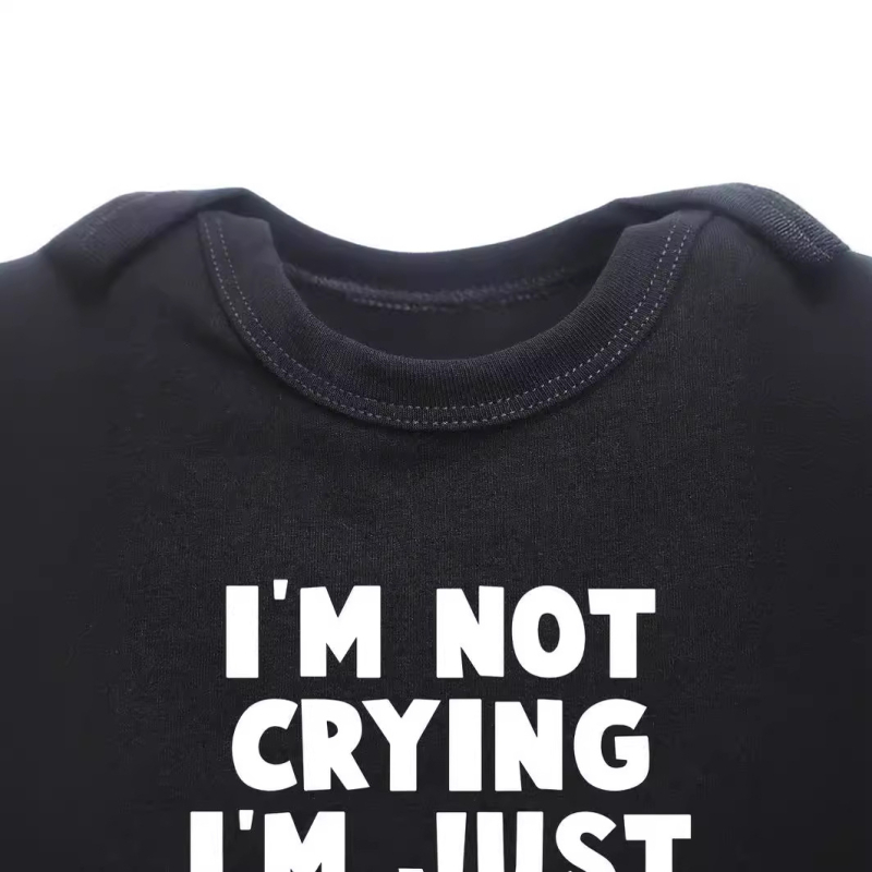 Bavlnený overal s krátkym rukávom pre novorodencov vo veku 0-2 roky s motívom Neplačem, len plačem