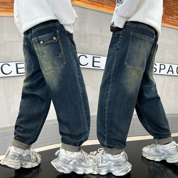 Nove jesenske dječje traperice u korejskom stilu iz 2025., široke ravne hlače, ležerne, univerzalne hlače za učenike osnovnih škola