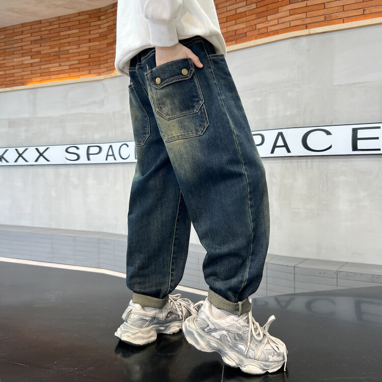 Nove jesenske dječje traperice u korejskom stilu iz 2025., široke ravne hlače, ležerne, univerzalne hlače za učenike osnovnih škola