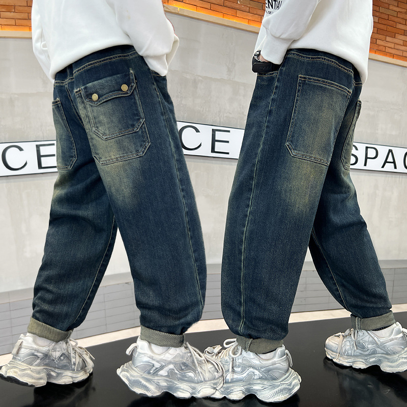 Nove jesenske dječje traperice u korejskom stilu iz 2025., široke ravne hlače, ležerne, univerzalne hlače za učenike osnovnih škola