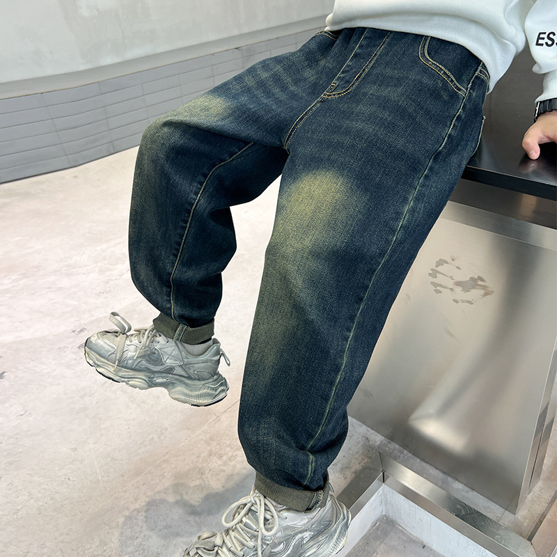 Nove jesenske dječje traperice u korejskom stilu iz 2025., široke ravne hlače, ležerne, univerzalne hlače za učenike osnovnih škola