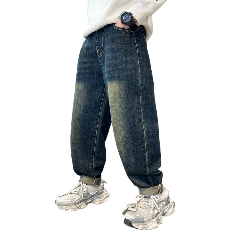 Nove jesenske dječje traperice u korejskom stilu iz 2025., široke ravne hlače, ležerne, univerzalne hlače za učenike osnovnih škola