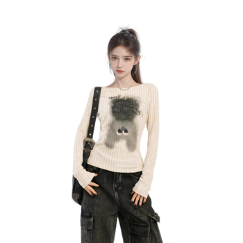 Američka majica dugih rukava Spice Girls za žene, rana jesen, jesen i zima, unutarnja baza, dizajn, osjećaj niše, uski pleteni top