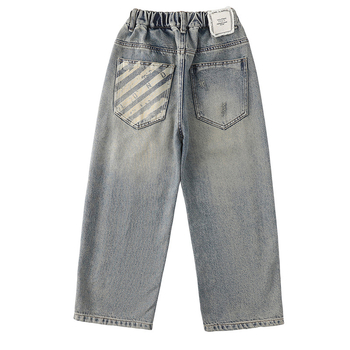 Poiste püksid kevad ja sügis 2025 uued kevadised laste sirged laiad püksid suurtele poistele ilusad teksad