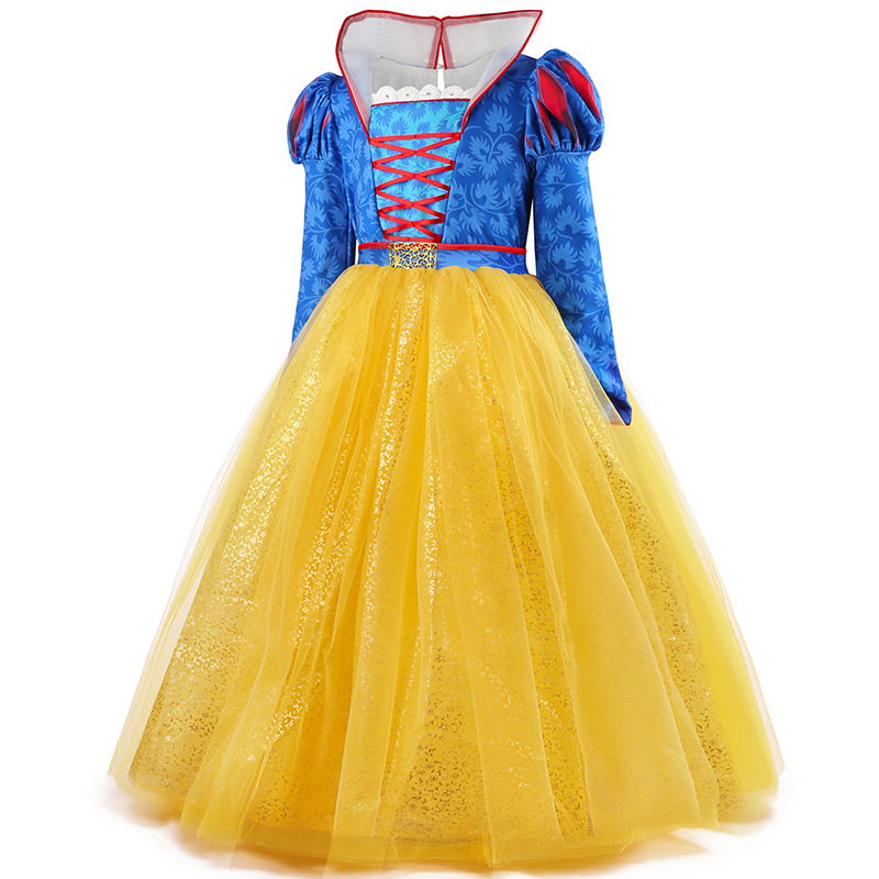 Nova djevojačka haljina Snjeguljica s mrežastim puf rukavima, haljina princeze za Noć vještica, dječja haljina za scensku igru