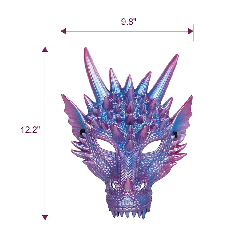 Jauna pērļaini zila pūķa maska. Uzlabota RP putu pūķa maska. Amazon cos ballītes tērpu aksesuāri 3D.