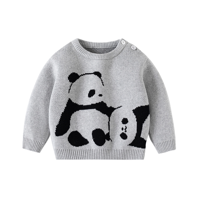 Moja mama i ja, Panda žakard zadebljani pulover za djecu, pamučni pleteni dječji pulover, dječji pulover klase A