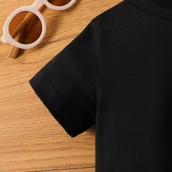 Καλοκαιρινό σορτς με στρογγυλή λαιμόκοψη για μωρά INS για αγόρια, κοντομάνικο τοπ με στρογγυλή λαιμόκοψη και γράμμα Crown Letter