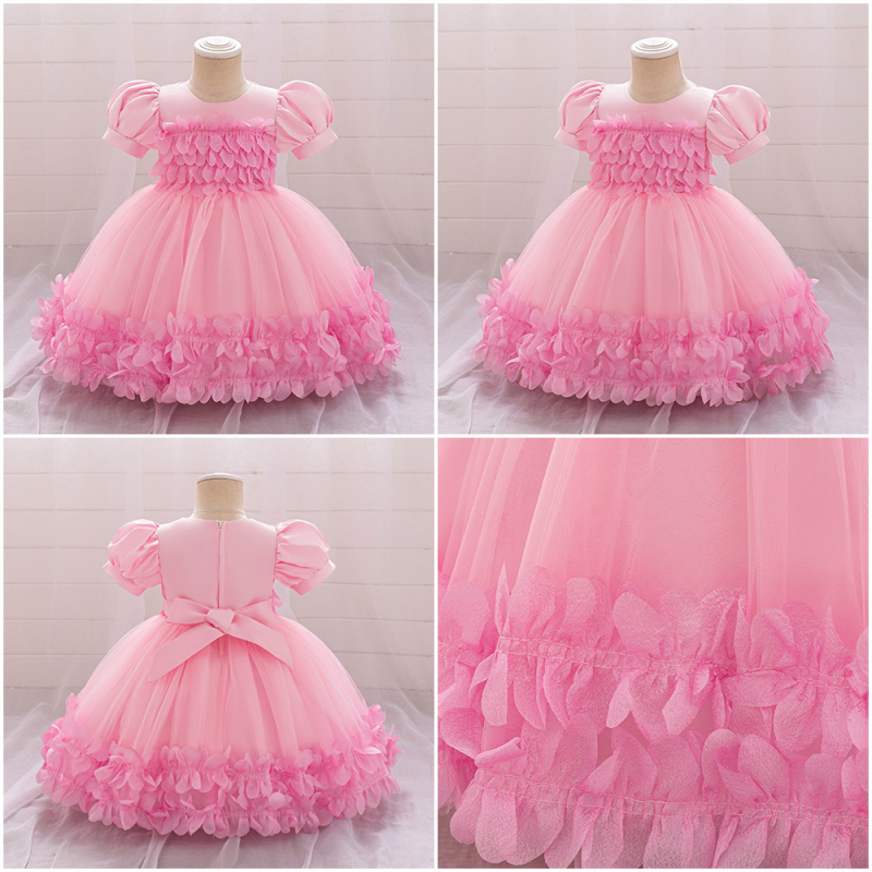 Amazon New Girls Baby Večernja haljina Dječja trodimenzionalna haljina s cvjetnim naborima i rukavima Djevojačka večernja haljina