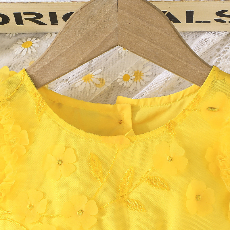 Letné šaty Crosshranice 2025, nové sladké a roztomilé princeznovské šaty s volánikovými rukávmi a okrúhlym výstrihom, kvetinové sieťované šaty, ležérne prázdninové šaty