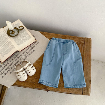 Παιδικά ρούχα για το καλοκαίρι του 2024, νέο μωρό, αγόρι, κορίτσι, μωρό, προσωπικότητα, μοντέρνο, κοντό τζιν σε all-match γραμμή