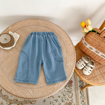 Παιδικά ρούχα για το καλοκαίρι του 2024, νέο μωρό, αγόρι, κορίτσι, μωρό, προσωπικότητα, μοντέρνο, κοντό τζιν σε all-match γραμμή