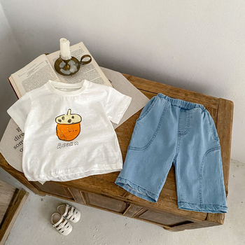 Παιδικά ρούχα για το καλοκαίρι του 2024, νέο μωρό, αγόρι, κορίτσι, μωρό, προσωπικότητα, μοντέρνο, κοντό τζιν σε all-match γραμμή