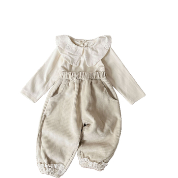 INS sügis-talve beebidele mõeldud sametist ninaosaga naiste beebijala pitsist taskuga vabaajapüksid