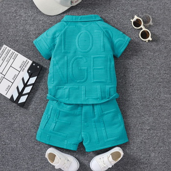 Διασυνοριακό INS Γυμνάσιο Καλοκαίρι Μονόχρωμο Πέτο Κουμπί Τρισδιάστατο Γράμμα Κοντό μανίκι Σορτς Μοντέρνο Κοστούμι