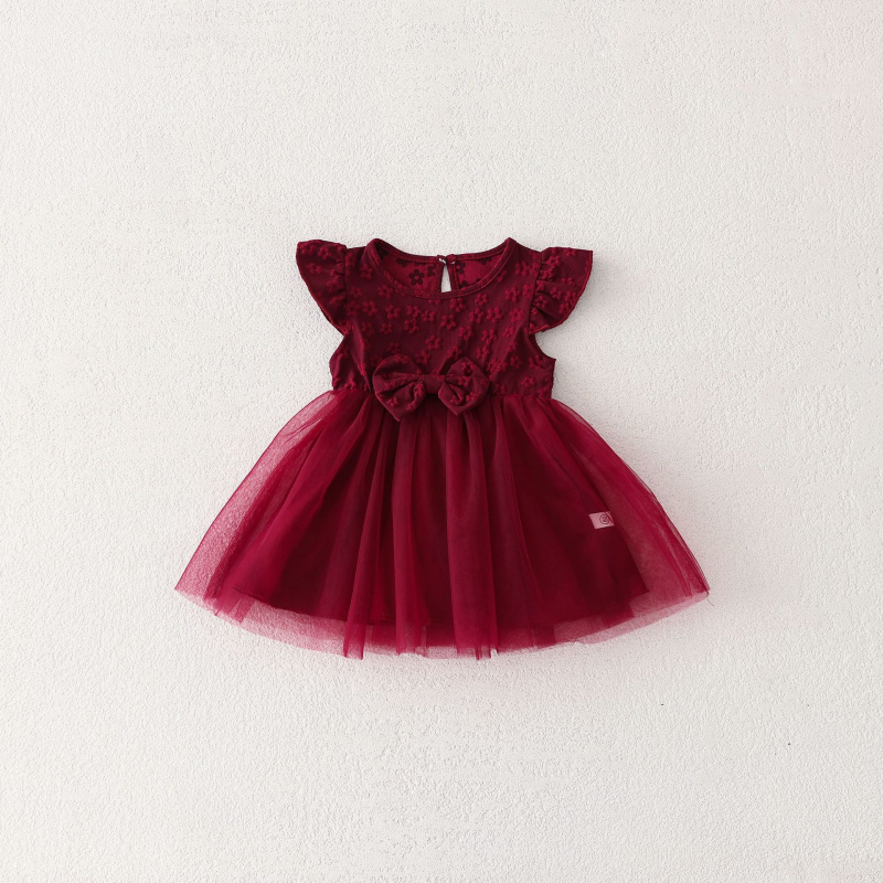 Letné šaty pre dievčatá vo veku 0-2 roky s čipkou a mašľou pre princeznovské šaty pre bábätká, spln, jednoročná sukňa pre zahraničný obchod