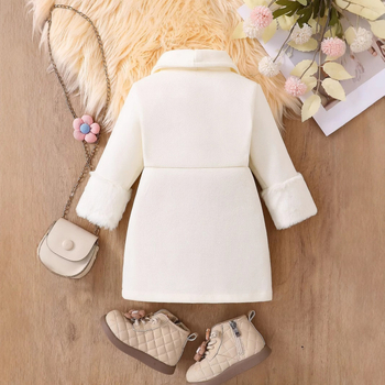 Lazada pārrobežu karsts pārdošanas mazuļu meiteņu ziemas silts vilnas mētelis vienkrāsains ar flīsa oderi, sabiezināts vidēja garuma mētelis