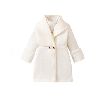 Lazada pārrobežu karsts pārdošanas mazuļu meiteņu ziemas silts vilnas mētelis vienkrāsains ar flīsa oderi, sabiezināts vidēja garuma mētelis