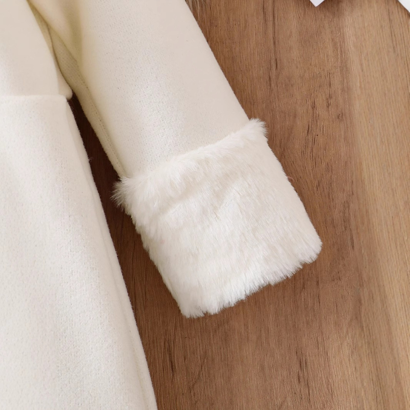 „Lazada“ tarpvalstybinis karšto pardavimo žieminis šiltas vilnonis paltas kūdikiams mergaitėms, vienspalvis, su vilnos pamušalu, sustorintas vidutinio ilgio paltas.