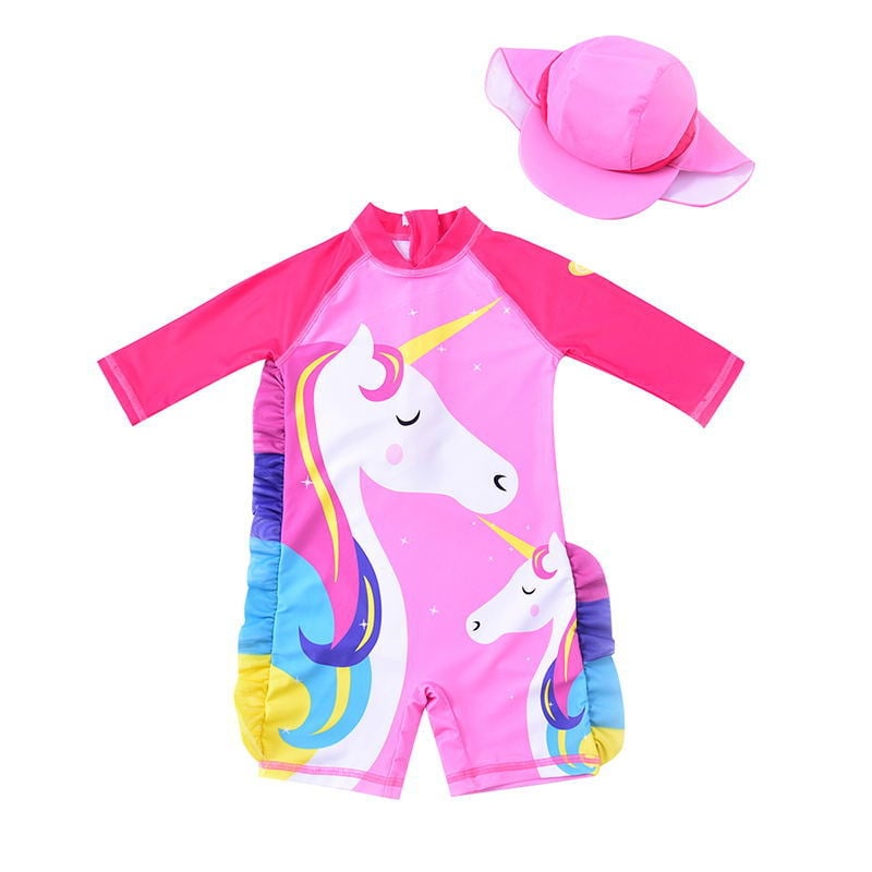 1-8-aastastele lastele mõeldud armas roosa ühes tükis ujumistrikoo, laste ujumistrikoo, ükssarviku ja väikestele tüdrukutele mõeldud ujumisriided